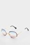 Women Round Transparent Metal Frame Gradient Glass Uv Sunglasses F0615Axns - 2