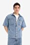 100% Cotton Relax Fit Summer Short Sleeve Jean Shirt D8109Ax25Sp - 3