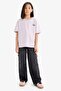 Oversized Loose Fit Crew Neck Back Printed Short Sleeve T-Shirt Girls E0357A825SM - 2