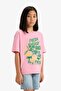 100% Cotton Oversize Wide Fit Crew Neck Printed Short Sleeve T-Shirt Girls E0386A825Sm - 3