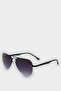 Men's Oval Black Metal Frame Blue Glass Uv Sunglasses F0491Axns - 2