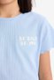 Slim Fit Narrow Cut Crew Neck Printed Ribbed Camisole Short Sleeve T-Shirt Girls D9537A825Sm - 6