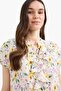 Regular Fit Crochet Collar Floral Short Sleeve Blouse F0995Ax25Sm - 8