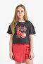 Crew Neck Printed Short Sleeve T-Shirt Girls E0384A825Sm - 7