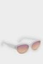 Women Oval White Transparent Plastic Frame Pink Glass Uv Sunglasses F0619Axns