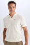 Cotton Regular Fit Pleated Short Sleeve Polo T-Shirt B6382Ax25Sp