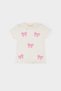 Crew Neck Ribbon Printed Corded Fabric Ribbed Knit Short Sleeve T-Shirt Baby Girl E6681A525Sm