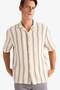 100% Cotton Relax Fit Polo Collar Striped Summer Short Sleeve Shirt D7467Ax25Sp