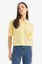 100% Cotton Slim Fit Polo Collar Buttoned Crochet Cardigan E4723Ax25Sp - 5