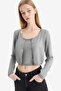 Slim Fit Slim Fit Crew Neck Undershirt Detailed Buttoned Knitwear Sweater E7513Ax25Sp - 3