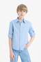 100% Cotton Polo Collar Linen Look Long Sleeve Shirt for Boys B5983A825Sm - 3