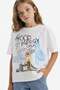 100% Cotton Oversize Wide Fit Crew Neck Printed Short Sleeve T-Shirt Girls E0356A825Sm