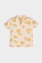 100% Cotton Polo Collar Palm Pattern Short Sleeve T-Shirt Baby Boy E6764A525Sm