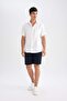100% Cotton Elastic Waist Bermuda Shorts with Pockets D8174Ax24Sm