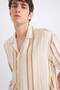 100% Cotton Relax Fit Polo Neck Striped Summer Short Sleeve Shirt D7459Ax25Sp - 5