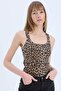 Slim Fit Leopard Patterned Round Neck Ribbed Camisole Undershirt D4548Ax25Sp
