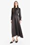 Regular Fit Bow Collar Satin Long Sleeve Midi Dress F0819Ax25Sp
