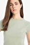 Slim Fit Crew Neck Basic Plain Rib Knit Short Sleeve T-Shirt C7334Ax25Sp - 4