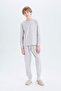 Pajama Set Waffle Long Sleeve Top Elastic Waist Long Bottom Boy D9977A825Sp - 2