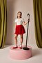 Pleated Red Skirt for Girls E0646A825Sm