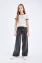 Slim Fit Narrow Cut Crew Neck Printed Ribbed Camisole Short Sleeve T-Shirt Girls E0483A825Sp - 2