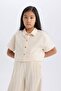 Girl's Crop Linen Short Sleeve Shirt D9142A825Sm - 4