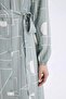 Shirt Neckline Print Aerobin Long Sleeve Belted Midi Dress C2501Ax25Sp - 4