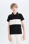 100% Cotton Polo Collar Color Block Pique Short Sleeve T-Shirt for Boys D9415A825Sm - 3