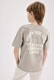 Crew Neck Back Printed Short Sleeve T-Shirt Boy D9265A825SM