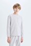 Pajama Set Waffle Long Sleeve Top Elastic Waist Long Bottom Boy D9977A825Sp - 3