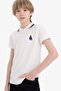 Polo Collar Embroidered Pique Short Sleeve T-Shirt for Boys D8091A825Sm