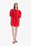 100% Cotton A-Line Crew Neck Lace-Up Poplin Short Sleeve Midi Evening Dress E7332Ax25Sp - 7