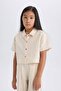 Girl's Crop Linen Short Sleeve Shirt D9142A825Sm - 3