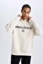 سويت شيرت رياضي بغطاء للرأس من DeFactoFit NBA Brooklyn Nets مقاس كبير وواسع القالب من نسيج Skuba Diver D67 - 6