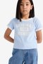 Slim Fit Narrow Cut Crew Neck Printed Ribbed Camisole Short Sleeve T-Shirt Girls D8542A825Sm - 3