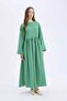 Regular Fit Crew Neck Seersucker Textured Long Sleeve Maxi Dress E6597Ax25Sp - 6
