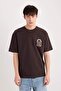 100% Cotton Boxy Fit Crew Neck Back Printed Short Sleeve T-Shirt D9345Ax25Sp - 5