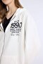 Oversize Wide Fit Hooded Printed Zippered Thick Sweatshirt E5991Ax - 4