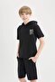 2-Piece Set Hooded Printed Short-Sleeved T-Shirt Elastic Waist Shorts Boys E2850A825Sm - 5
