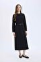 Regular Fit Crew Neck Long Sleeve Belted Thessaloniki Fabric Maxi Hijab Dress E5790Ax25Sp - 3