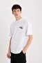 100% Cotton Boxy Fit Crew Neck Back Printed Short Sleeve T-Shirt D5584Ax25Sp - 4