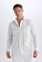Regular Fit Polo Collar Striped Oxford Long Sleeve Shirt D6101Ax25Sp - 4