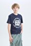 Boy's Crew Neck Printed Short Sleeve T-Shirt D9261A825Sm - 3