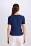 Slim Fit Narrow Cut Crew Neck Printed Ribbed Camisole Short Sleeve T-Shirt E5070Ax25Sp - 6