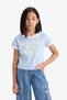 Slim Fit Narrow Cut Crew Neck Printed Ribbed Camisole Short Sleeve T-Shirt Girls D8542A825Sm - 4