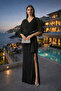 Chiffon Detailed Evening Dress with Stone Belt