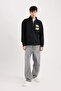 Regular Fit Stand Collar Zip Printed Sweatshirt A4469Ax24Au - 2