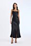 New Year's Themed Degaje Neck A-Line Satin Strap Midi Dress E0471Ax24Au - 2