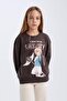 Sakura Oversize Wide Fit Crew Neck Sweatshirt for Girls D2829A824Wn - 4