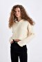 Regular Fit Hooded Zippered Knitwear Cardigan C7335Ax24Wn - 4